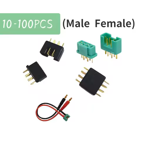 10/100Pcs MPX Multiplex Connector Male Female Plug 24K Gold Plated 6Pin AM-1016 for RC Glider Signal