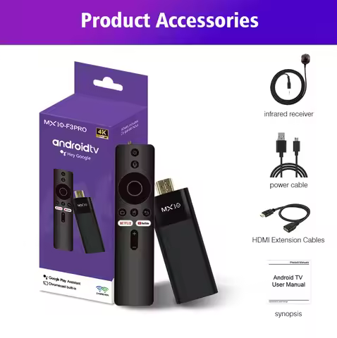 MX10‑F3PRO Smart TV Stick 4K TV Converter Allwinner H313 Cortex‑A53 Android 13 Media Player Over 70