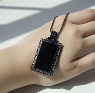 墨翠翡翠無事牌設計款項鍊 925純銀 | 天然緬甸玉A貨翡翠 | 送禮