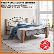 Queen Solid Metal Bed With Wooded Leg / Katil Besi /Katil Besi Queen / Solid Metal Bed / Double Bed