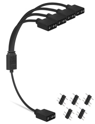upHere ARGBファン用電源ケーブル 4分岐ケーブル アドレサブルLED用5V3ピンARGBヘッダーコネクタ RGBファンやLEDテープ増設用【53ARGB4-1】