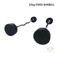 Rubber Fixed Barbell Weight 35kg Pre-loaded Weighted Curl Bar Strength Training Weightlifting Dumbbe