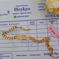 HeyKyo - Gelang lapis emas muda anak model rantai plat permata  6.0 gram Free Box