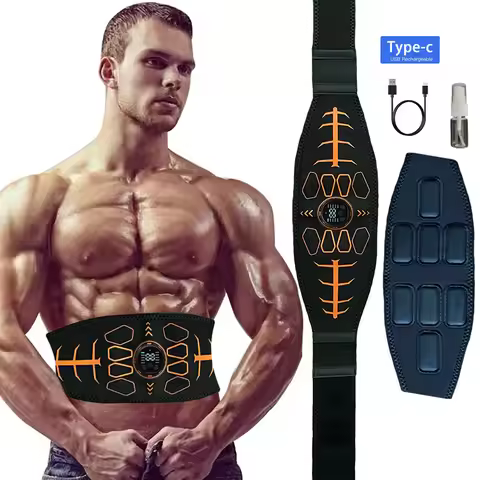 Electric Muscle Stimulator Smart Muscle Toner EMS Abdominal Toning Belt Recharge Portable Slimming M