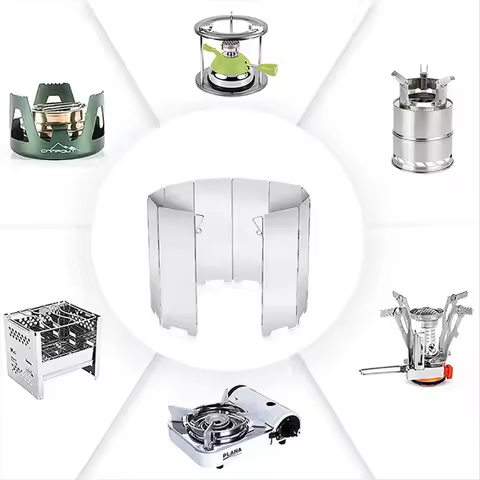 *A14E Foldable Aluminium Windshield 10 Plates Camping Stove Windshield Portable Stove Windshield War