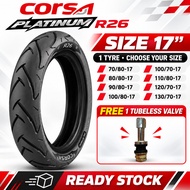 TAYAR CORSA R26 TYRE 70/80-17, 80/80-17, 90/80-17, 100/80-17, 110/70-17, 120/70-17, 130/70-17