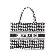 [二手] Dior Book Tote 中千鳥格白/黑帆布 Book Tote 中號