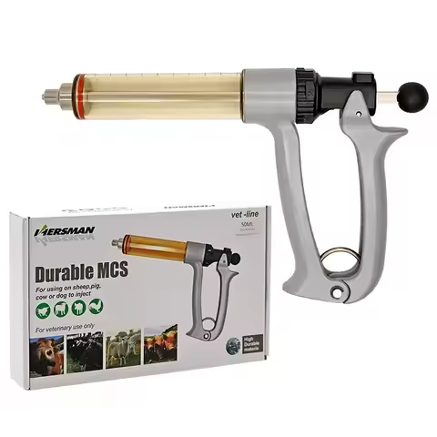 25/50ml Semi-Automatic Veterinary Continuous Syringe Animal Injection Adjustable Vaccine Syringe for