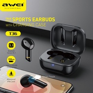 Awei T36 TWS Wireless Earphone Bass Bluetooth 5.1 Mini Sport Earbuds Touch Control Game Headset