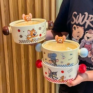 Cartoon ceramic/glass lid bowl 800ml