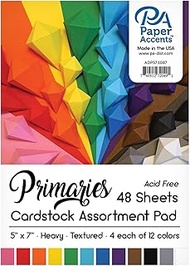 Accent Design Paper Accents Cdstkt Cardstock Pad 5x7 48pc Primary Assortment