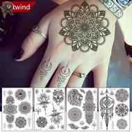 RL Black Tattoo Sticker Vintage Datura Flower Tattoo Sticker Waterproof Long Lasting Body Art Tattoo
