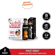 Kondom Sutra 003 Super Tipis isi 2 Pcs & Magic Power Spray 15 ML Obat Kuat Spray Pria Tahan Lama Sex