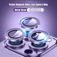 For iPhone 15 14 13 12 11 Pro Max 13 Mini 14 15 Plus Glitter Camera Lens Protector Ring Tempered Glass