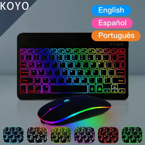 10inch RGB Backlit Rechargeable Bluetooth Keyboard Wireless Keyboard Bluetooth Mini Keyboard for Spa