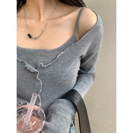 Fake 2 Piece Frills Knit Top