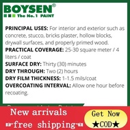 COD（In stock）BOYSEN Permacoat Semi-Gloss Acrylic Latex Paint 4L (For Concrete &amp; Stone Surfaces)