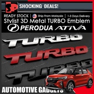 Perodua Ativa Stylist 3D Metal TURBO Emblem Car Emblem