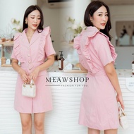 เดรสทรงสูท คอปกแขนสั้น S-XL ชุดทำงานผู้หญิง ออกงาน ไปงาน สีดำ ขาว ชมพู Blazer สูทแฟชั่น ชุดสาวออฟฟิศ