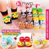 《 𝗔𝗡𝗧𝗜 𝗦𝗟𝗜𝗣 》New Born Baby Socks 3D Cartoon Cotton Boys Girls Toddler Footwear Stokin Bayi 婴儿袜子 NWD