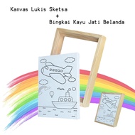 KAYU Coloring Sketch Painting Canvas + Dutch Teak Wood Frame