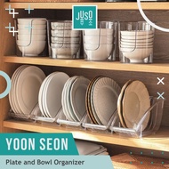 【JUSO】YOON Seon Clear Serving Organizer Aesthetic Bowl Cupboard Shelf Plate Organizer Plate Organize