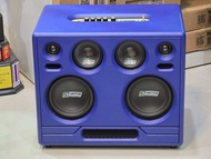 ตู้ลำโพงบลูทูธdiy DK-MOTOR แท้ทั้งชุด ซับ6.5“ คู่ หน้าเปิด เสียงกลาง 4" แหลม3" (สีน้ำเงิน) มีแบตในตั