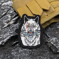 YW.STO.Custom-Embroidery a wild wolf biting down on a drone tactical Velcro 3D Velcro Patch /Badges/