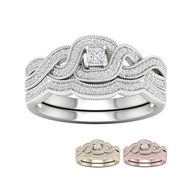 DZON 10k Gold 1/3Ct TDW Diamond Halo Engagement Ring Set (I-J,I2)