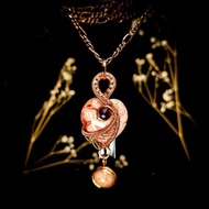 【心之珊瑚玉】金屬編織水晶項鍊吊墜