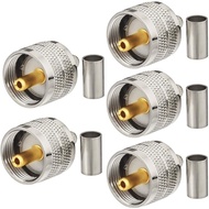 5PCS PL259 Crimp Connectors UHF Male RF Coax Connector PL-259 Solder Crimp Connectors Compatible wit
