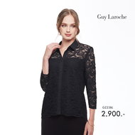 เสื้อผู้หญิง เสื้อเชิ้ตผู้หญิง Guy Laroche Shirt เสื้อเชิ้ต แขนยาว ผ้าลูกไม้เรียบหรู สีดำ (GZ23BL)