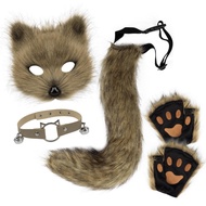 [szlztmy2mg] Canine Costume Set with Mask Furry Canine Cosplay Accessories Animal Mask Set Furry Sof