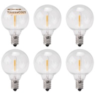 6Pcs G40 Led Replacement Light Bulbs, E12 Screw Base Shatterproof LED Globe Bulbs for Solar String L