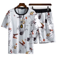 Namio Suit Men 2-piece Set Summer Casual Suit Mens Short-sleeved Shorts Suit Youth Sports Suit Mens