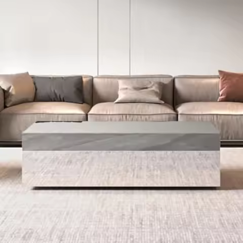 Mirror Coffee Table, 47.2" Modern Rectangular Center Table for Living Room