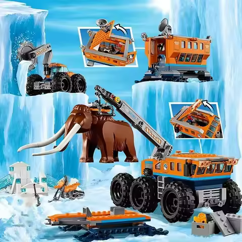 Third Party MOC Compatible Sets Building Blocks 60195 Arctic Mobile Exploration Base Crane Car Toys 
