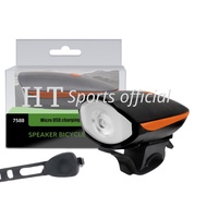 Đèn xe đạp thể thao HT Sports đèn Led 3 chế độ siêu sáng còi to sạc USB chống nước