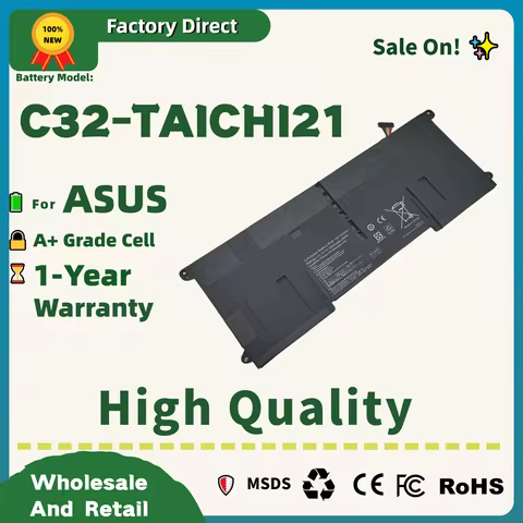 Factory Direct! C32-TAICHI21 35WH TJ21 Laptop Battery for ASUS Ultrabook TAICHI21 TAICHI 21 C32-TAIC