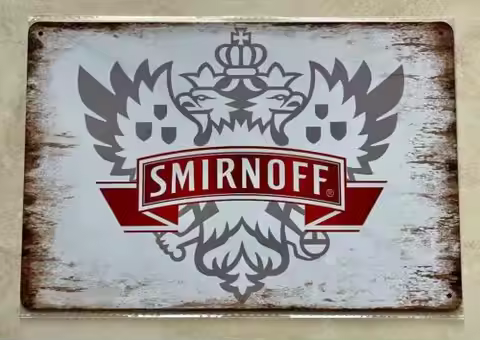 SMIRNOFF VODKA WHITE METAL SIGN BAR MAN CAVE BEER PUB KITCHEN GIFT 20 x 30cm