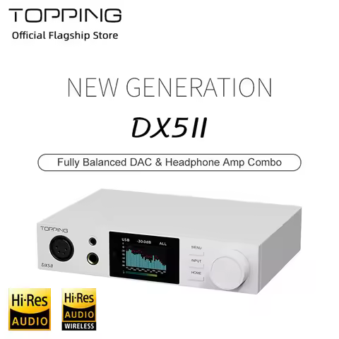 New TOPPING DX5 II Fully Balanced DAC&Headphone Amp Combo ES9039Q2M X2 10-band high-percision PEQ BT
