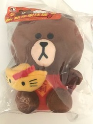 line friends brown 熊大毛公仔 crossover hello kitty