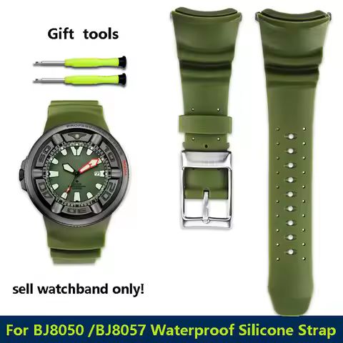 High quality silicone strap for Citizen small monster canned BJ8050 BJ8057 modified special silicone
