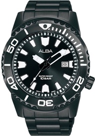 นาฬิกาข้อมือผู้ชาย ALBA Active Quartz รุ่น AG8M01X1 หน้าปัดสีดำ ขนาดตัวเรือน 42 มม.ตัวเรือน สาย Stainless steel สีดำ