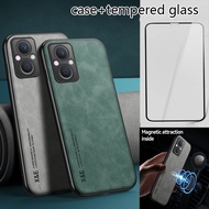 cellphone case oppo reno 8 z 5g case reno 7z 5g Luxury Leather soft case shockproof reno8z reno7z phone case with tempered glass