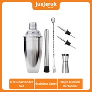 JFactory 550ml Stainless Steel Drink Shaker Bottle 1 Set 6 in 1