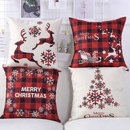 【Shanglife】4pcs Christmas Cushion Covers 45x45cm Modern Daisy Linen Decorative Pillow Case Decorative Outdoor Farmhouse Merry Christmas Xmas Christmas Tree Pillow Shams Cases Slipcovers