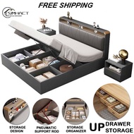 HDB Oversized Storage Bed Solid Wooden Bed Frame Tatami Single/Super Single/Queen/Full Size Bed
