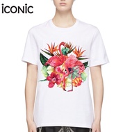 iCONiC FLEMING T-SHIRT 5666 Printed With Flowers Flamingos