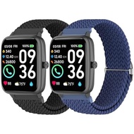 2 Pack Braided Elastic Bands for IDW13,IDW16,IDW19 Smartwatch, 22mm Soft Nylon Straps for Fitpolo ID
